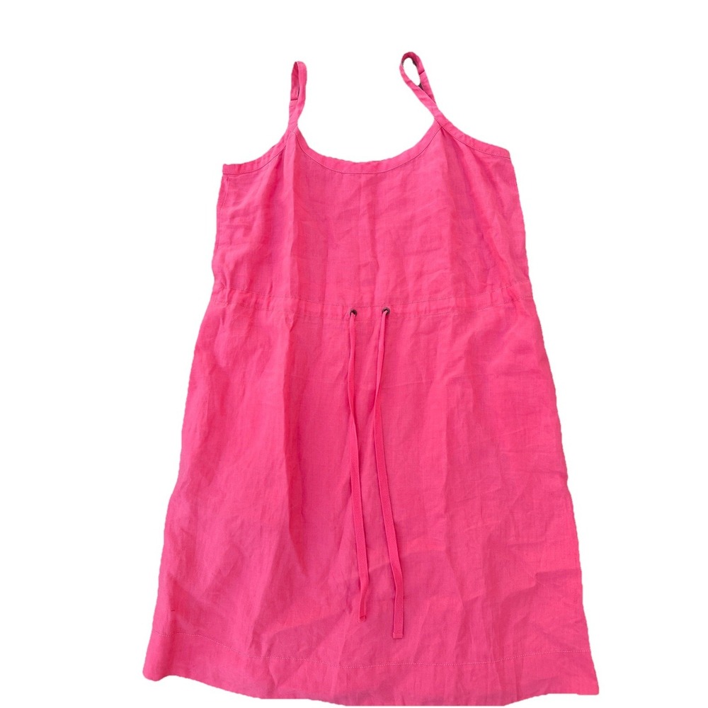 Eileen Fisher Womens Pink Organic Linen Dress Sleeveless Size Medium Sun Resort